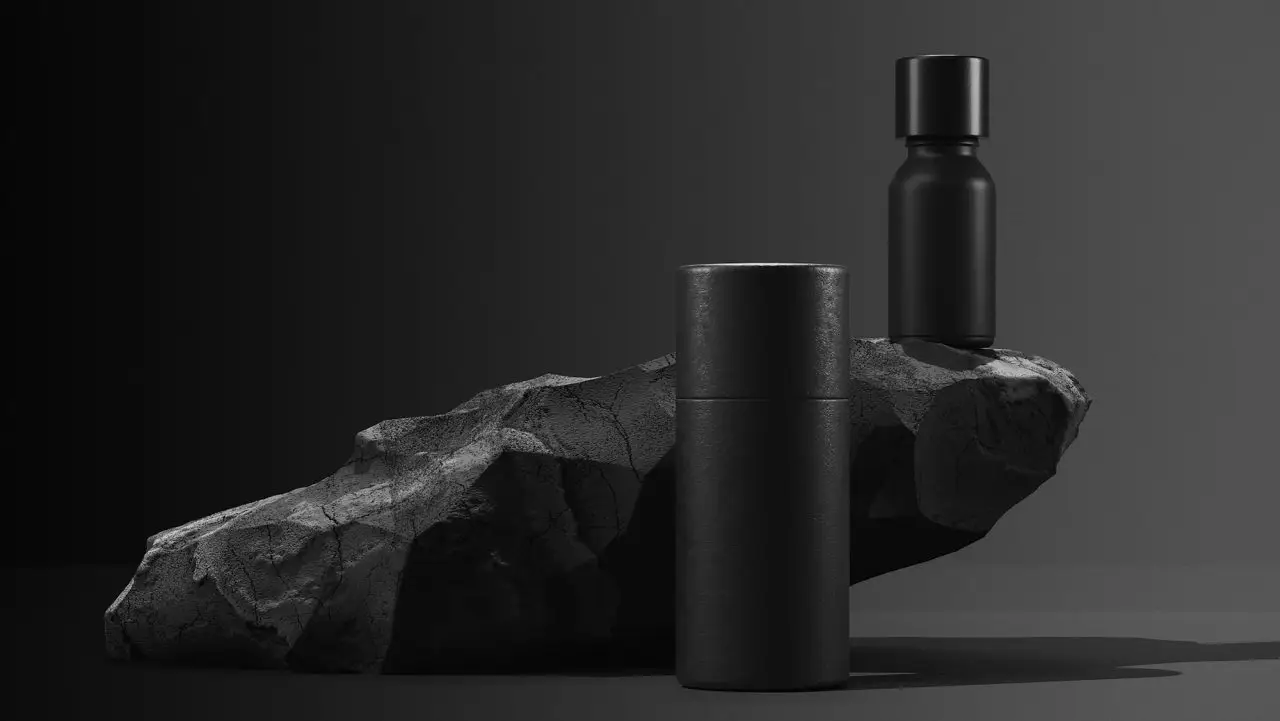 bottle of essential massage oil on stone beauty treatment minimal black design packaging mock up Fortnite V-Bucks billig vbucks